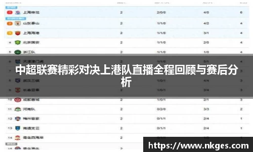 中超联赛精彩对决上港队直播全程回顾与赛后分析